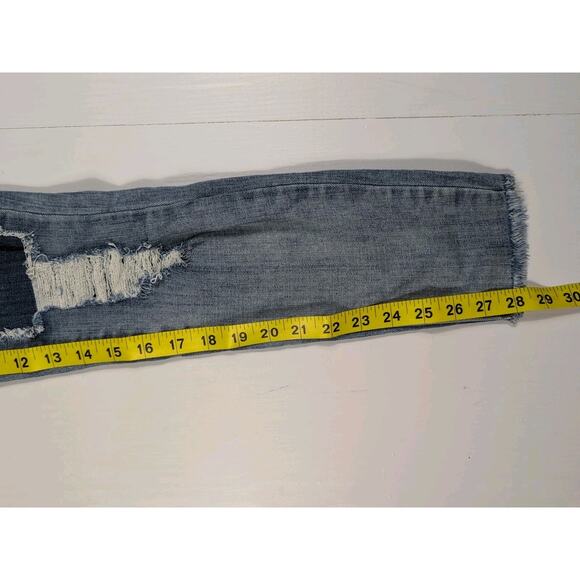 True Religion Halle Skinny Jeans Women’s 26 Blue Patchwork Distressed Denim - Picture 10 of 15